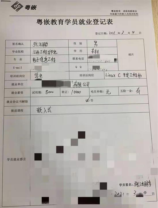 粵嵌嵌入式學員：轉正薪資10K